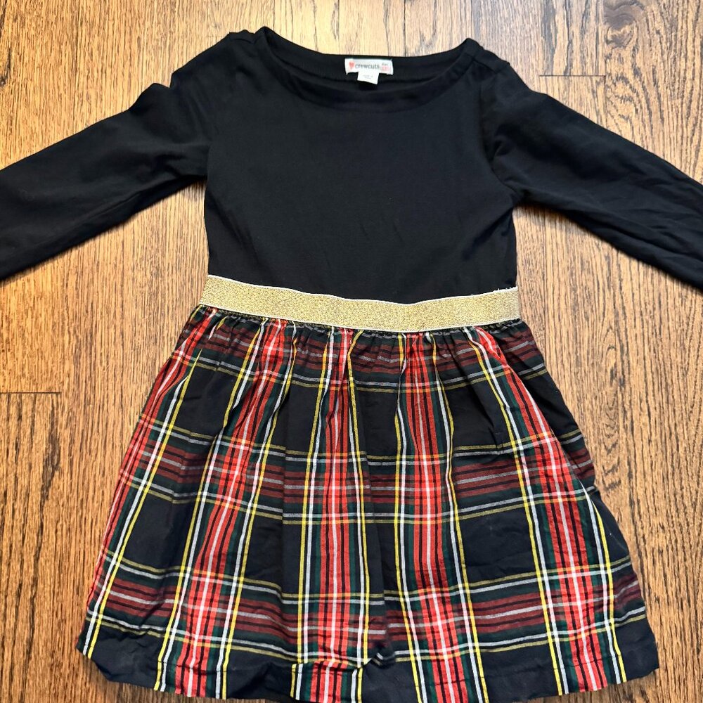 J.Crew Crewcuts Girls’ Long-Sleeve Holiday Dress – XXS - Black & Tartan Skirt